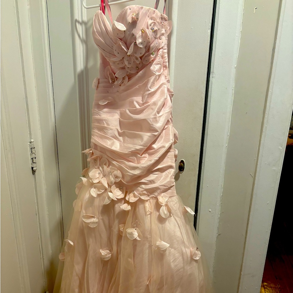 Blush prom dress. Pink. Size 6. Top was taken in some.